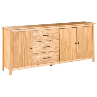 Beliani Aparador Escandinavo Con Estantes Y Cajones De Madera Sala De Estar Marr&oacute;n Claro Leonora