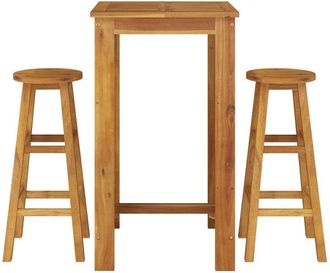 vidaXL Mesa Y Taburetes Altos De Jard&iacute;n 3 Pzas Madera Maciza Acacia Vidaxl