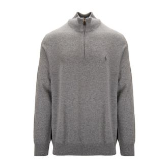 Ralph Lauren Turtlenecks, male, Gray, Size: XL Half-Zip Turtleneck Sweater