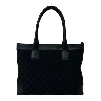 Gucci Black Canvas Leather Handbag Shoulder Bag Tote Bag (Pre-Owned)