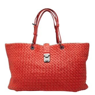 Bottega Veneta Red Color Leather Tote Bag (Pre-Owned)