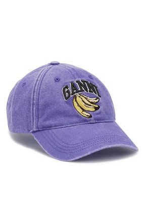 Ganni Washed Organic Cotton Canvas Baseball Cap in Passion Flower at Nordstrom