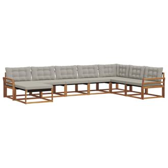 vidaXL Conjunto De Sof&aacute;s De Exterior 8 Pcs Gris Natural Y Claro Vidaxl