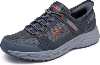 Skechers Mens Oak Canyon Consistent Winne Hands Free Slip-in Sneaker, Gray/Orange, 12 X-Wide