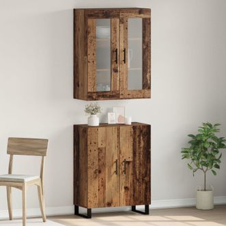 Berkfield Home Highboard with Shelf Wall-mounted with Storage with Door Old wood Medium Engineered wood in Brown