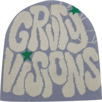 Generic Mens Womens Jacquard Knitted Hat Winter Warm Letter Design Ear Cap for Adults Silver