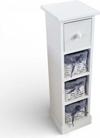 No Brand Mobiletto in legno quattro cassetti bianco stile contemporaneo 21x21xH70 cm
