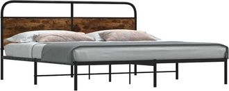 vidaXL Vidaxl - Estructura De Cama Sin Colch&oacute;n Metal Roble Ahumado 193x203 Cm