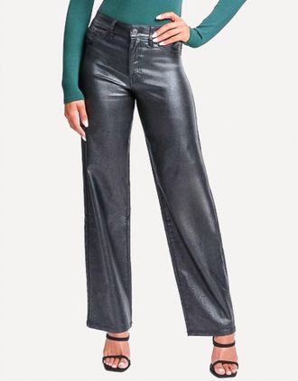 YMI High Rise Straight Leg Pant In Black Metallic
