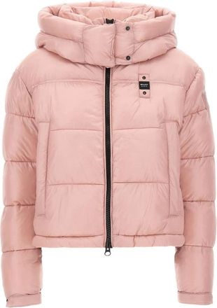 Blauer Gewatteerd donsjack met afneembare capuchon - Roze