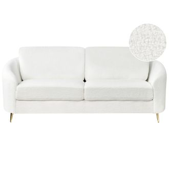 Beliani Beliani - Sof&aacute; 3 Plazas Patas Metal Retro Tapizado De Boucl&eacute; Blanco Trosa