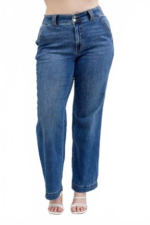 Judy Blue Womens Wide Leg Double Button Jeans In Blue