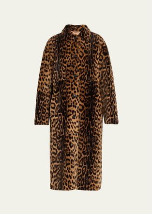 Nili Lotan Davelle Leopard-Print Lamb Shearling Coat
