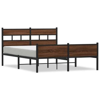 Berkfield Home Metal Bed Frame without Mattress Brown Oak 160x200 cm