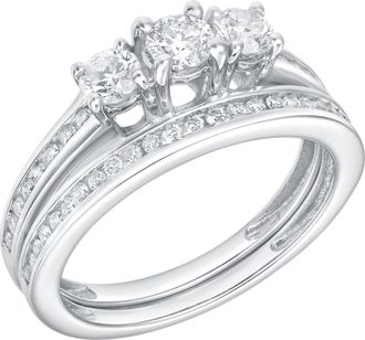LuvMyJewelry Celestyn Duo 0.90 Cts Natural Diamond Duo Set 14K Gold Ring Set
