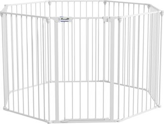 OEM Corralito Para Mascotas De 8 Paneles 64x90 Cm Con Doble Cerradura Funci&oacute;n De Bloqueo Auxiliar Y Forma Bricolaje Blanco