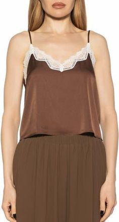 Alexia Admor Isla Lace Trim Cami in Brown at Nordstrom Rack, Size X-Large
