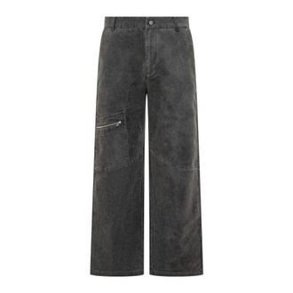 Represent Wide Jeans, male, Black, Size: S Cotton Workwear Pant