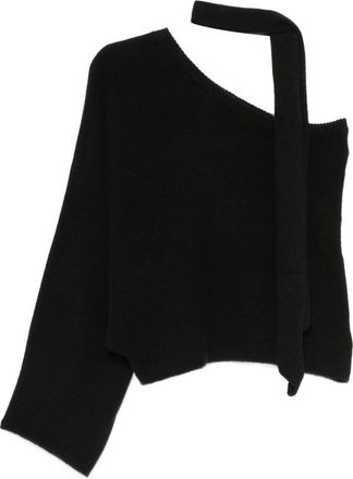Federica Tosi One-shoulder Scarf-detail Sweater And Scarf Set