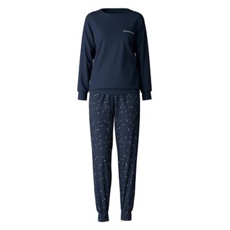 CALIDA Nachtkleding, Dames, Blauw, S, Katoen, Pyjama met boord