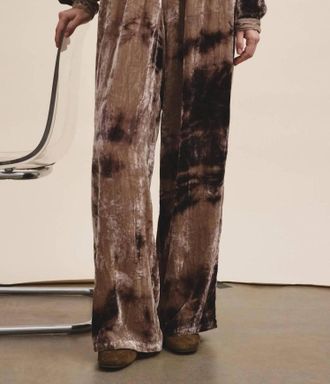 Pomandere Washed Velvet Flowy Pant In Brown