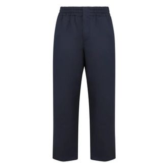 Bottega Veneta Cropped Trousers, male, Blue, Size: L Silk And Cotton Twill Trousers