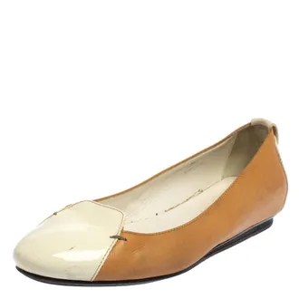 Tod's Tods White/brown Patent And Leather Ballet Flats