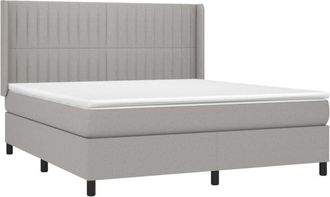 vidaXL Vidaxl - Cama Box Spring Colch&oacute;n Y Luces Led Tela Gris Claro 160x200 Cm