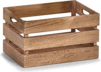 ZELLER Contenitore in Legno, Stile Vintage, Bianco, Tessuto Non Tessuto, Naturale, 35 x 25 x 20 cm - Zeller