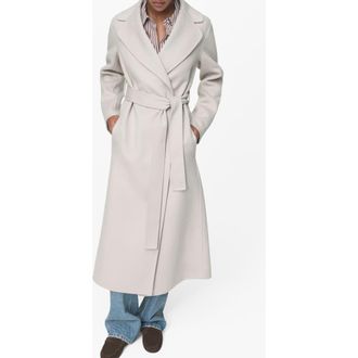 Mango Wool Blend Wrap Coat in Ice Grey at Nordstrom Rack, Size X-Small
