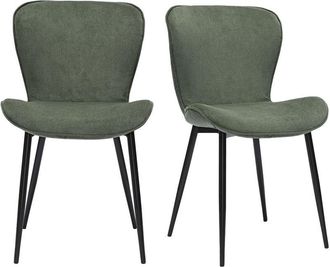 Miliboo Miliboo - Sillas De Dise&ntilde;o De Terciopelo De Pana Verde Caqui Y Metal Negro (juego De 2) Addict