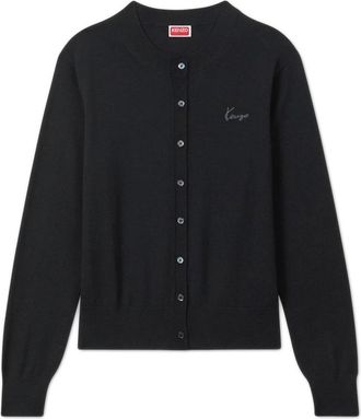 Kenzo Buttoned Crewneck Cardigan - Dames - Vesten - Zwart - M - Katoen - Truien & Vesten