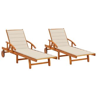 vidaXL Tumbonas Con Cojines 2 Unidades Madera Maciza De Acacia Vidaxl