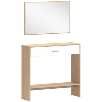 HOMCOM Mueble de entrada 91.5x27.9x85.5 cm roble