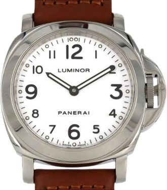 Officine Panerai Pre-owned Luminor Base Stainless Steel Automatic - Dames - Vintage Horloges - Wit - ONE Size - Leer - Vintage
