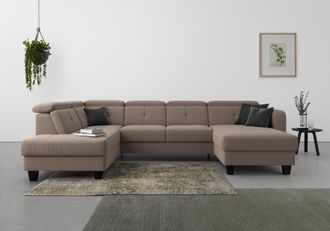 Sit&more Wohnlandschaft »Belluci U-Form« Kopfteilverstellung und Federkern, wahlweise mit Bettfunktion