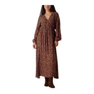 Ydence Ydence, Kleedjes, Dames, Bruin, S, Denim, Elegante Bruine Luipaardprint Maxi Jurk