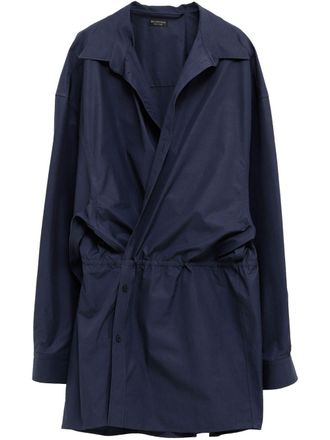 Balenciaga Abito-Camicia Mini In Cotone Con Vita Elasticizzata-Donna