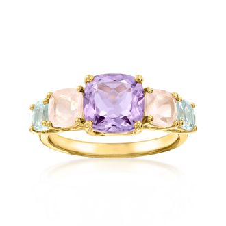 Ross-Simons Amethyst Ring With Rose Quartz and. Sky Blue Topaz in 18kt Gold Over Sterling