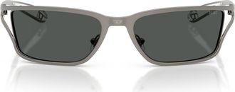 Diesel DL1015 58mm Rectangular Sunglasses in Matte Gun Metal /Dark Grey at Nordstrom