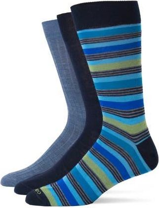 Lorenzo Uomo Assorted 3-Pack Wool Blend Crew Socks in Royal Blue at Nordstrom Rack, Size 10-13