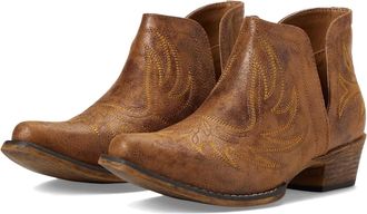 Roper Ava Boots Brown Leather Embroidered Western Bootie RHS7859