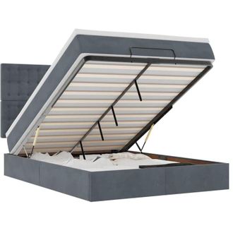 vidaXL Vidaxl - Estructura Cama Otomana Colchones Terciopelo Gris Oscuro