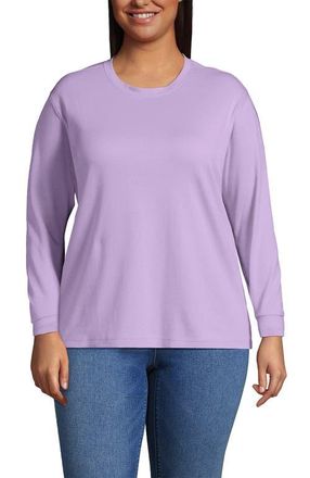 Lands End Long Sleeve Cotton Interlock Crew T-Shirt in Whisper Lilac at Nordstrom, Size 1 X