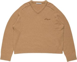 Acne Studios Kameelhaar V-hals Trui - Heren - V-hals truien - Beige - XL - Truien & Vesten