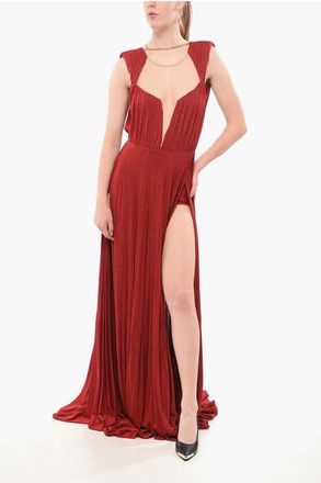 Elisabetta Franchi RED CARPET Maxidress in Lurex con Inserti in Mesh taglia 42