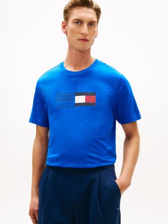 Tommy Hilfiger T-Shirt TOMMY HILFIGER BRAND LOVE TEXT BOX, Herren, Gr. XXL, regal blau, Single Jersey, Obermaterial: 100% Baumwolle, normal normal, Rundhals, Shirts 