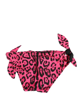 Dolce & Gabbana Womens Pink Leopard Print Bikini Bottom Beachwear Swimwear Nylon Elastane Clothing