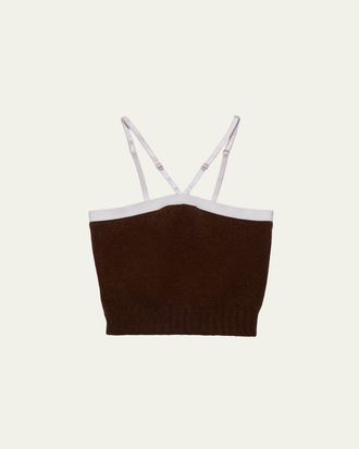 Prada Cashmere-Wool Knit Crop Tank Top