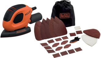Black+Decker Black&decker - black+decker Mouse 55W Levigatrice compatta per dettagli con 10 accessori e borsa per il trasporto, BEW230BCA-QS